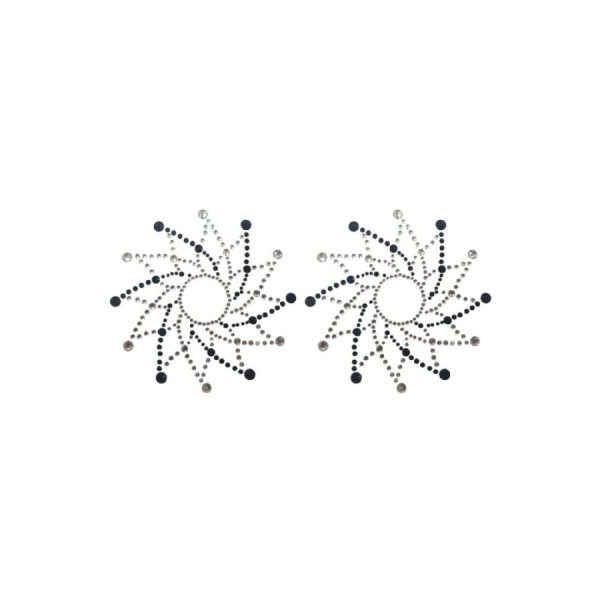 Paire de cache tétons adhésifs strass noir et blanc 